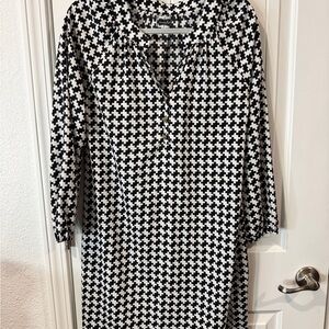 Stylish Black and White Patterned Dress